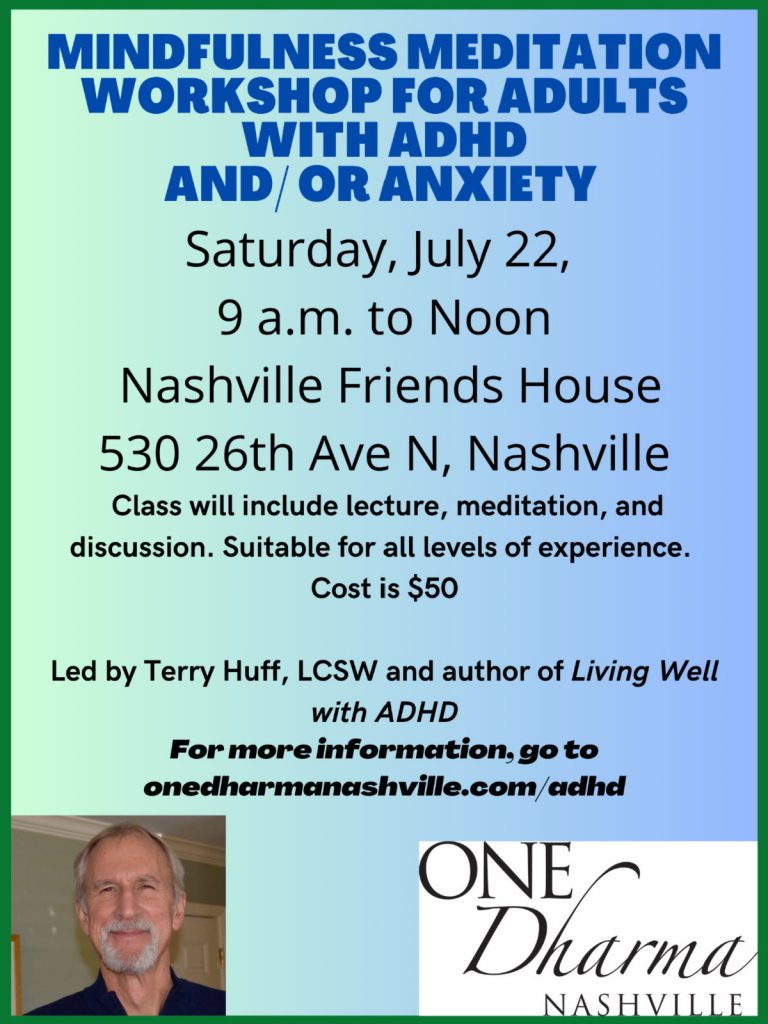 workshop on Meditating with ADHD and/or Anxiety